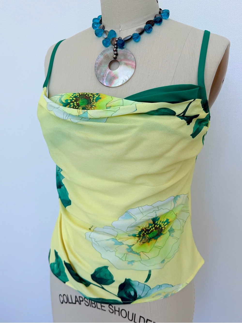 Pinko Green/ Yellow Floral Detail top Size S ( IT 40)